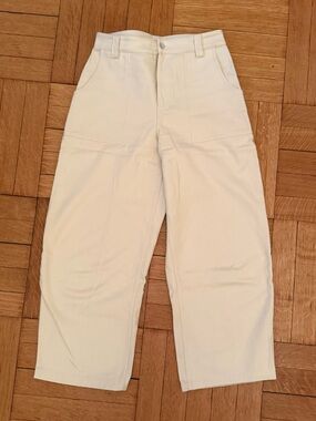 DONNI. Cream Wide-Leg Utility Chinos